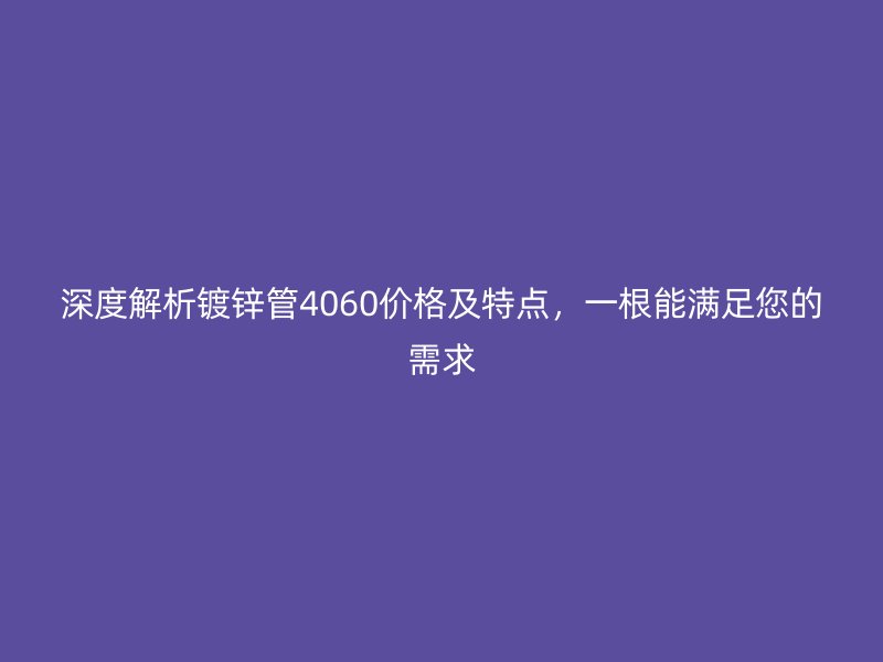 深度解析鍍鋅管4060價格及特點，一根能滿足您的需求
