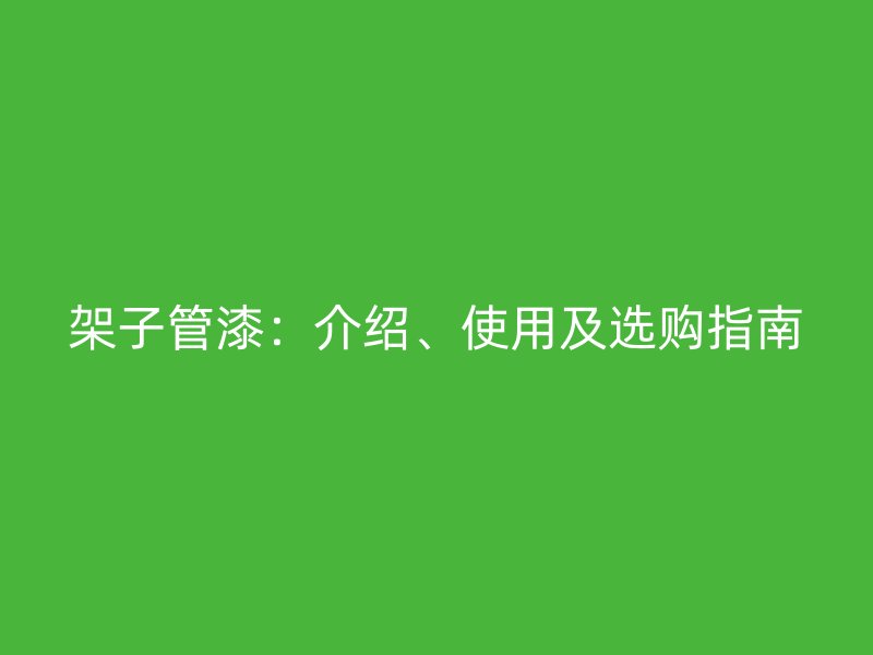 架子管漆：介紹、使用及選購指南