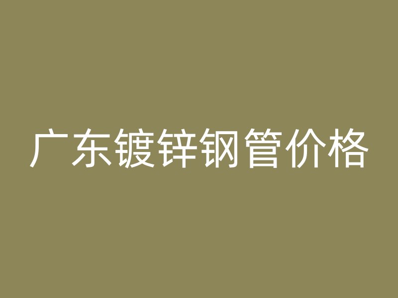 廣東鍍鋅鋼管價格