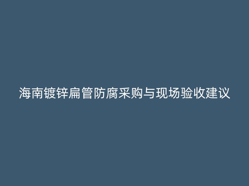 海南鍍鋅扁管防腐采購與現(xiàn)場驗(yàn)收建議