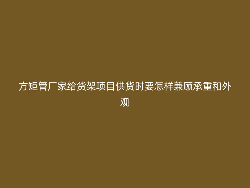 方矩管廠家給貨架項(xiàng)目供貨時(shí)要怎樣兼顧承重和外觀