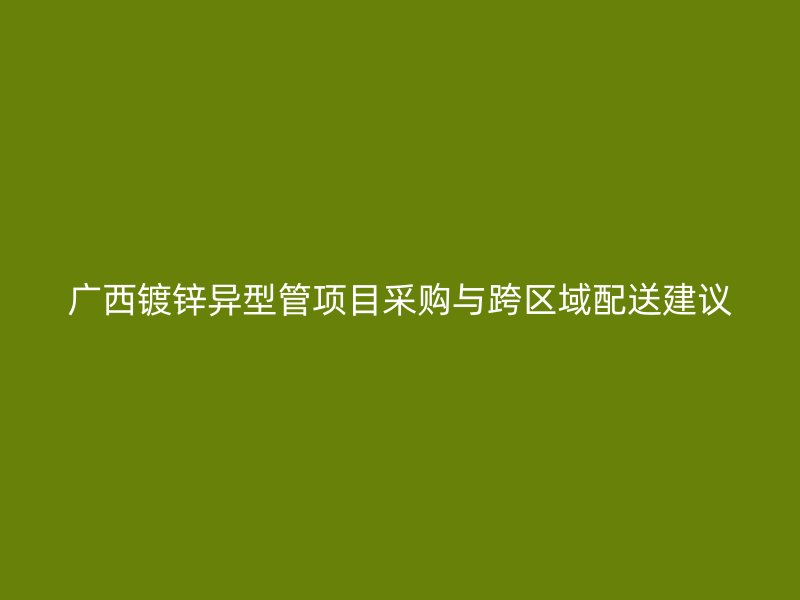 廣西鍍鋅異型管項目采購與跨區(qū)域配送建議