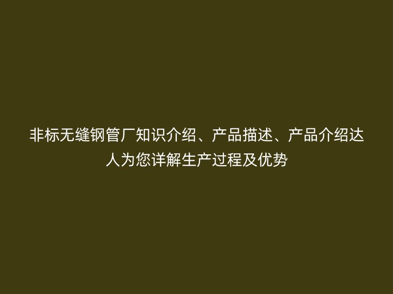 非標無縫鋼管廠知識介紹、產品描述、產品介紹達人為您詳解生產過程及優(yōu)勢