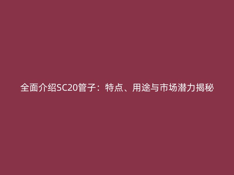全面介紹SC20管子：特點、用途與市場潛力揭秘