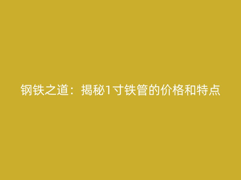鋼鐵之道：揭秘1寸鐵管的價格和特點