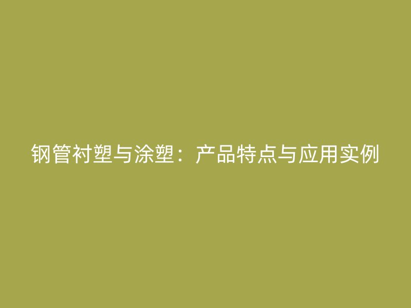 鋼管襯塑與涂塑：產(chǎn)品特點與應(yīng)用實例