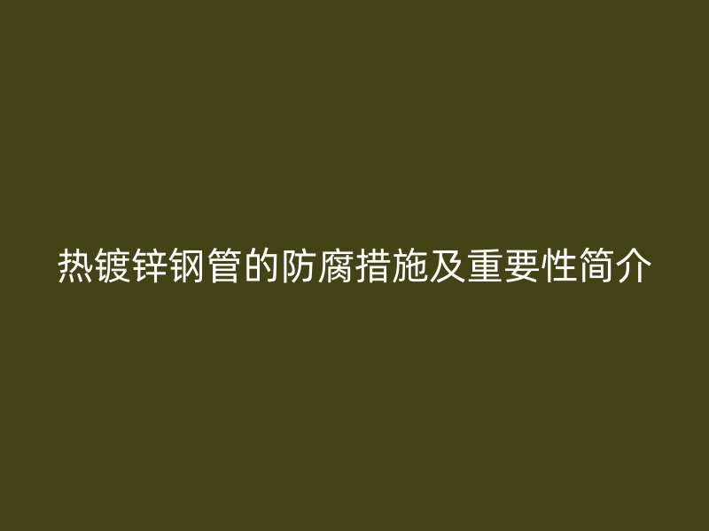 熱鍍鋅鋼管的防腐措施及重要性簡(jiǎn)介