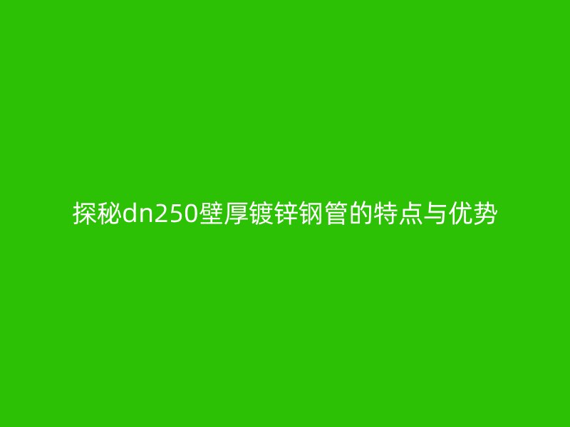 探秘dn250壁厚鍍鋅鋼管的特點(diǎn)與優(yōu)勢(shì)