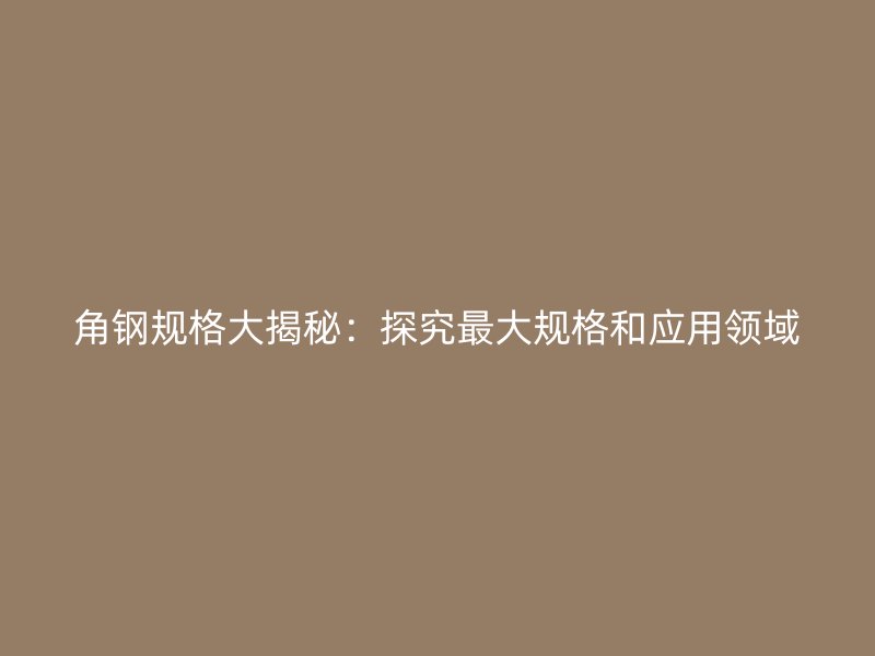 角鋼規(guī)格大揭秘：探究最大規(guī)格和應(yīng)用領(lǐng)域