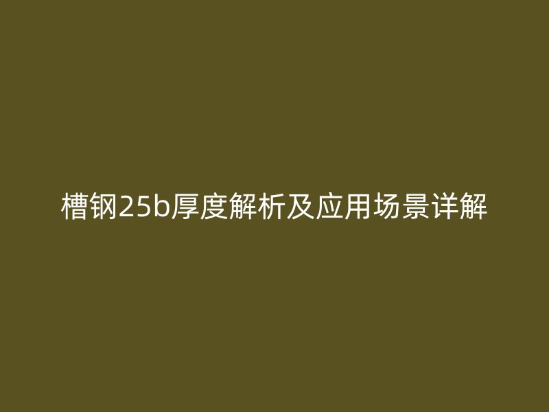 槽鋼25b厚度解析及應(yīng)用場景詳解