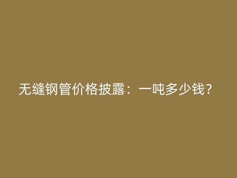 無(wú)縫鋼管價(jià)格披露：一噸多少錢？