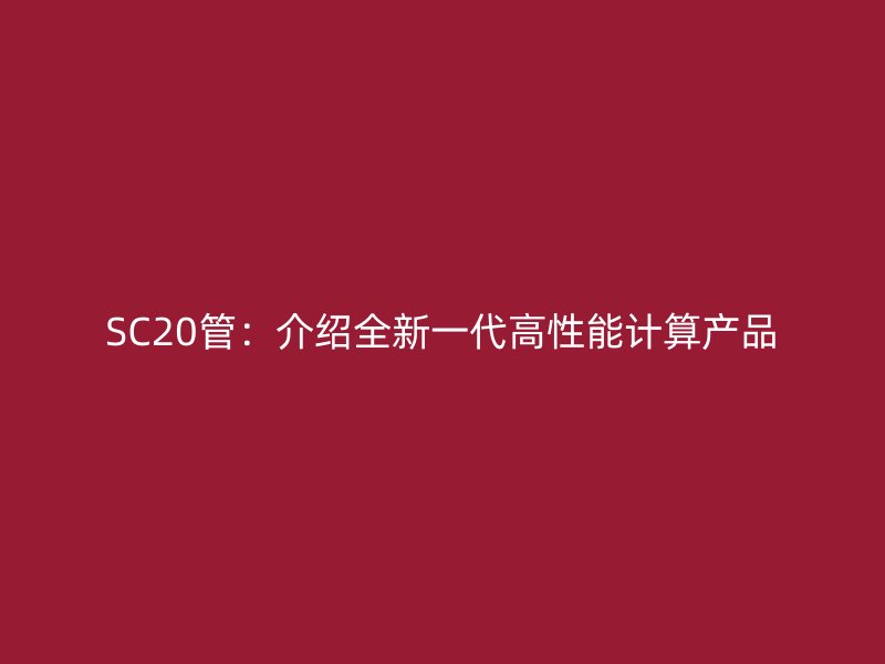 SC20管：介紹全新一代高性能計(jì)算產(chǎn)品